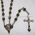 Dark green 6mm round rosary prayer necklace